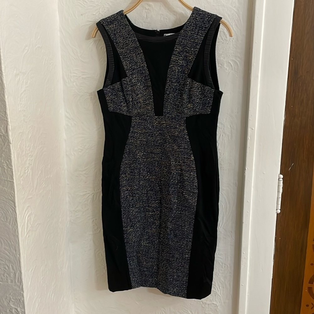 YOANA BARASHI Women's Tweed Sleeveless Sheath Dress Size 10 Black Multi